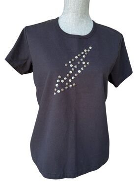 Givenchy World Tour Black Short-Sleeve Tee with Studded Arrow Detail